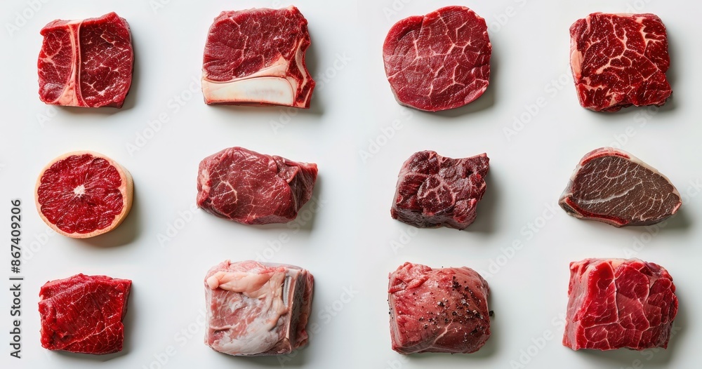 Premium Collection of 9 Varied Meat Cuts for High-Quality Culinary Presentations Premium Collection of 9 Varied Meat Cuts for High-Quality Culinary Presentations