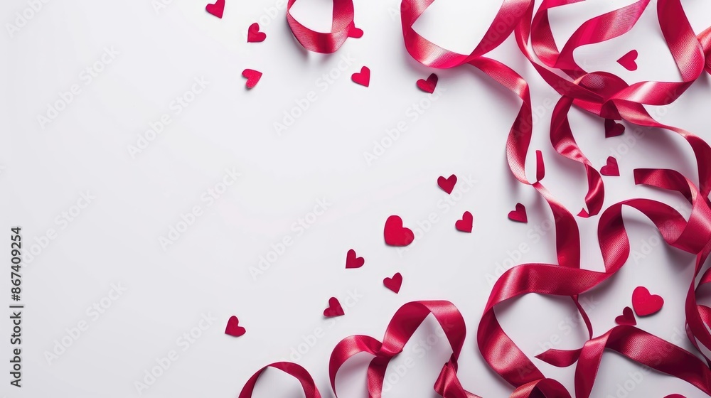 Heart shaped ribbons on a white background Valentine s Day theme Heart shaped ribbons on a white background Valentine s Day theme