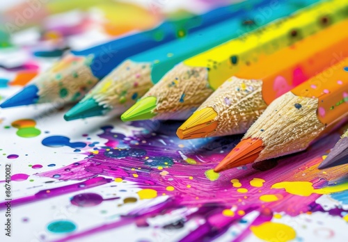  Vibrant Art Supplies with Colorful Paint Drops