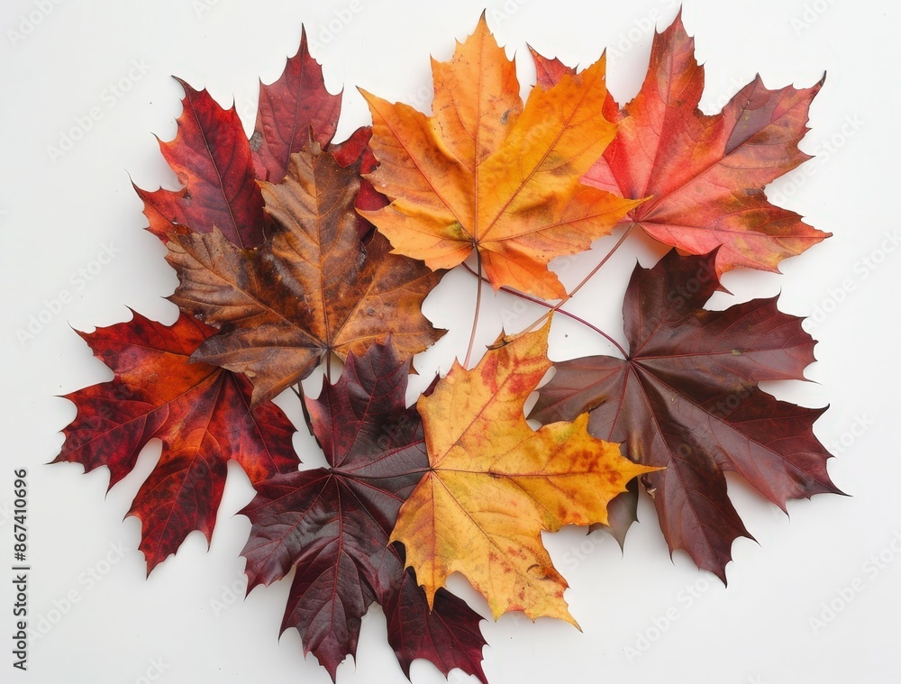  Autumnal Beauty: Vibrant Maple Leaves in Various Hues