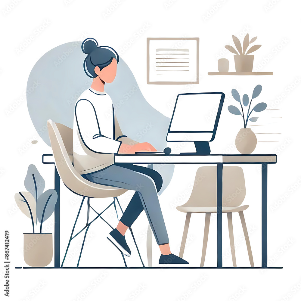 Illustration of a person working from home Illustration of a person working from home