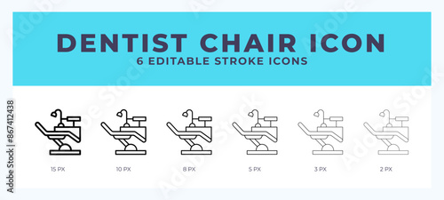 Dentist chair line icon with different stroke. Vector illustration.