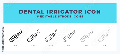 Dental irrigator icon with editable stroke. Outline icon vector illustration.