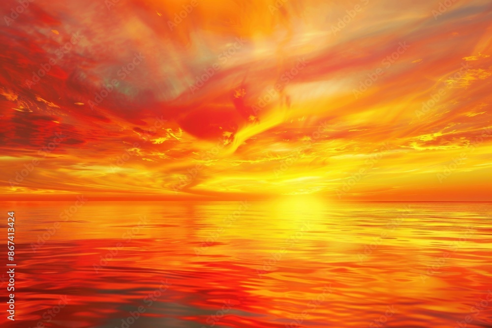 A serene and peaceful scene of the sun setting over the ocean A serene and peaceful scene of the sun setting over the ocean