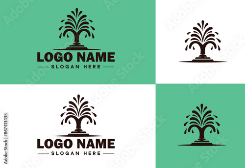 Fountain icon Water feature Well Spring flat logo sign symbol editable vector