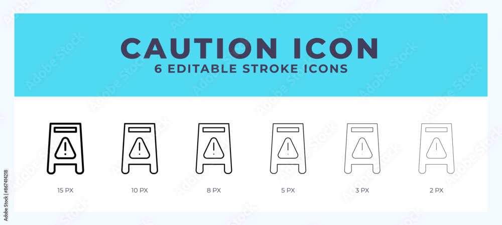 Caution icon with different stroke. Editable stroke. Vector illustration. Caution icon with different stroke. Editable stroke. Vector illustration.