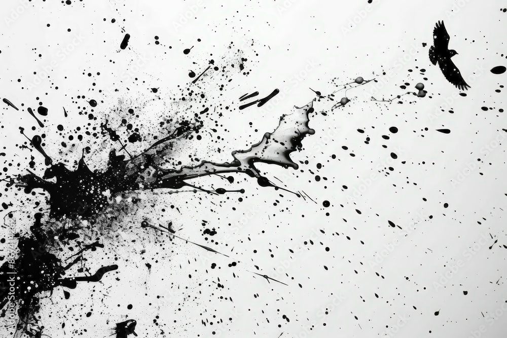 Fototapeta premium Stylish Black and White Art Abstract Expressionism Paint Splatter