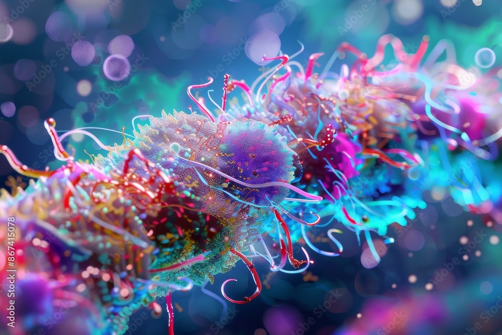 Illustration of a bacteria cell with vibrant colors Illustration of a bacteria cell with vibrant colors