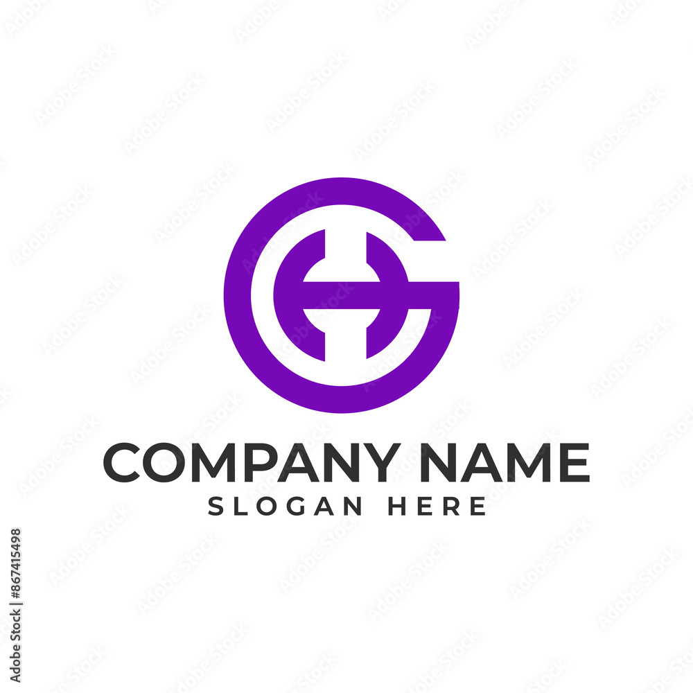Circle GH initial lettermark in modern and minimalist Circle GH initial lettermark in modern and minimalist