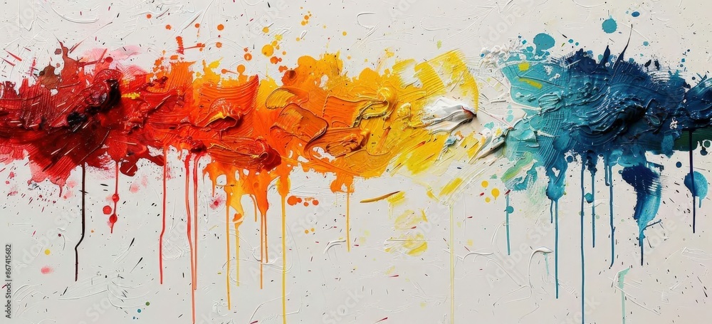 Fototapeta premium Artistic Expression: Vibrant Splatter Paint Abstract Artwork