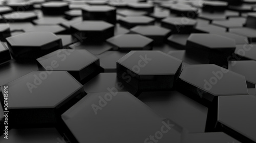 Minimalist Black and Grey Hexagon Pattern. Generative AI