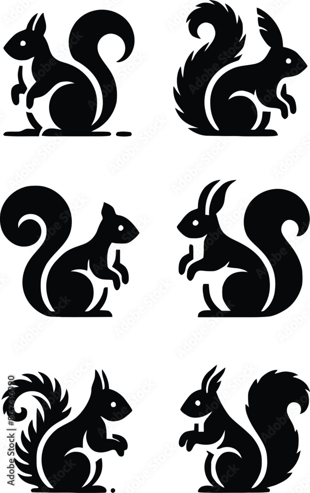 squirrel silhouettes set illustration vector squirrel silhouettes set illustration vector
