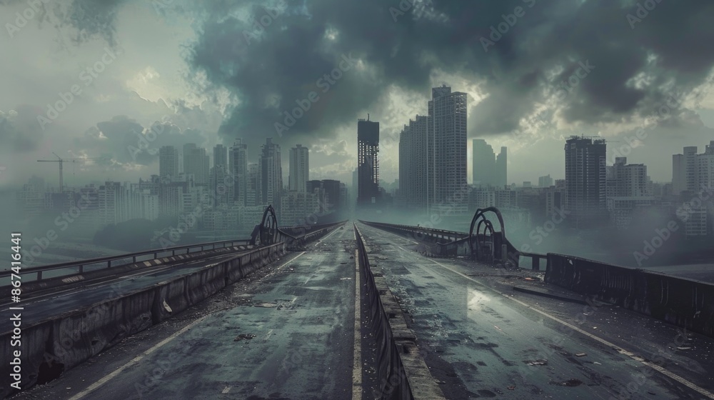 A bridge over a river or lake with a city skyline visible in the background, perfect for use in travel and tourism imagery A bridge over a river or lake with a city skyline visible in the background, perfect for use in travel and tourism imagery