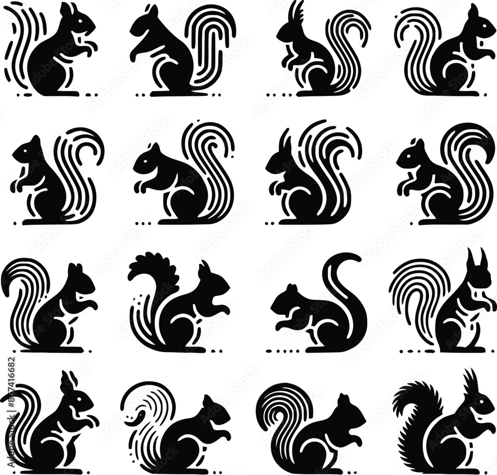squirrel silhouettes set illustration vector squirrel silhouettes set illustration vector
