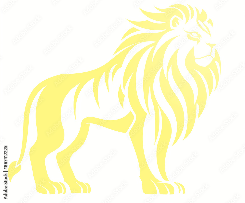 Fototapeta premium Graphic, watercolor, drawing, painting, design, logo, lion on a white and transparent background. 