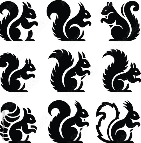 squirrel silhouettes set illustration vector