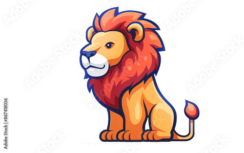 Graphic, watercolor, drawing, painting, design, logo, lion on a white and transparent background.
