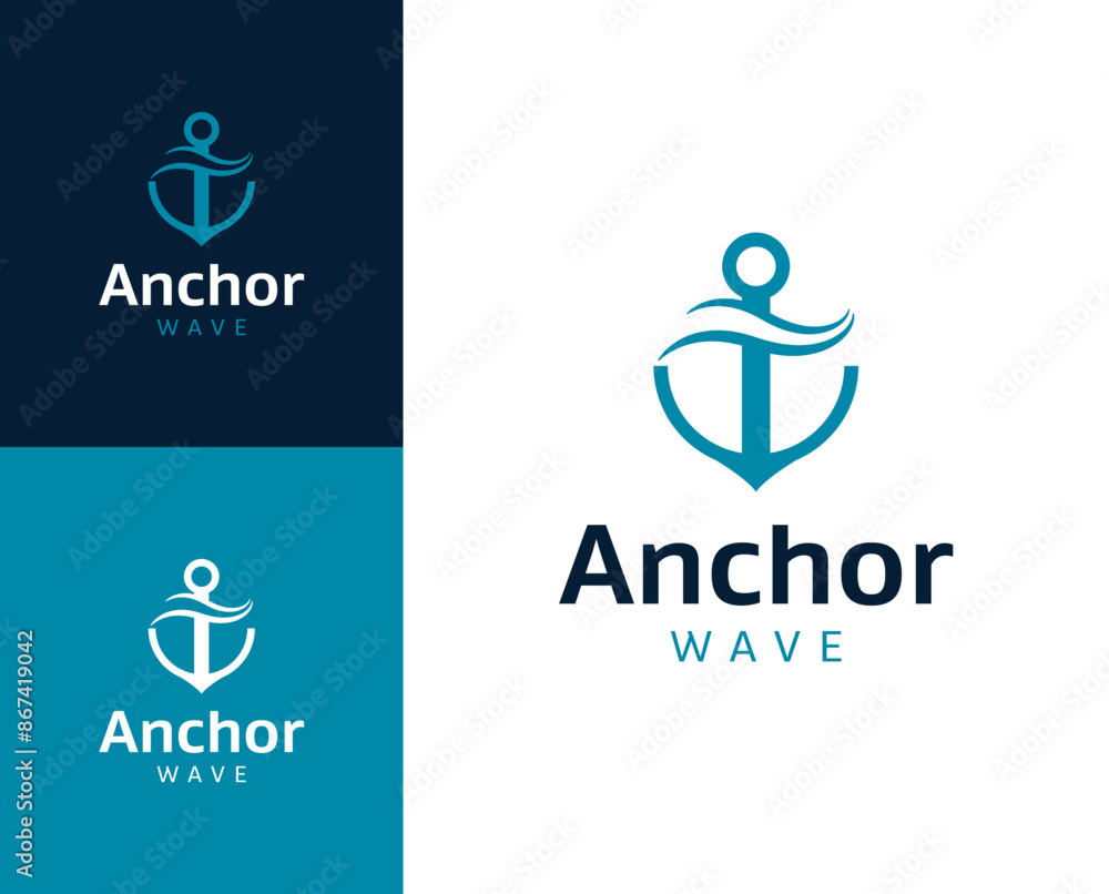 Anchor wave logo. Anchor with wave icon logo design illustration. Anchor wave logo design inspiration.
Anchor wave logo. Anchor with wave icon logo design illustration. Anchor wave logo design inspiration.