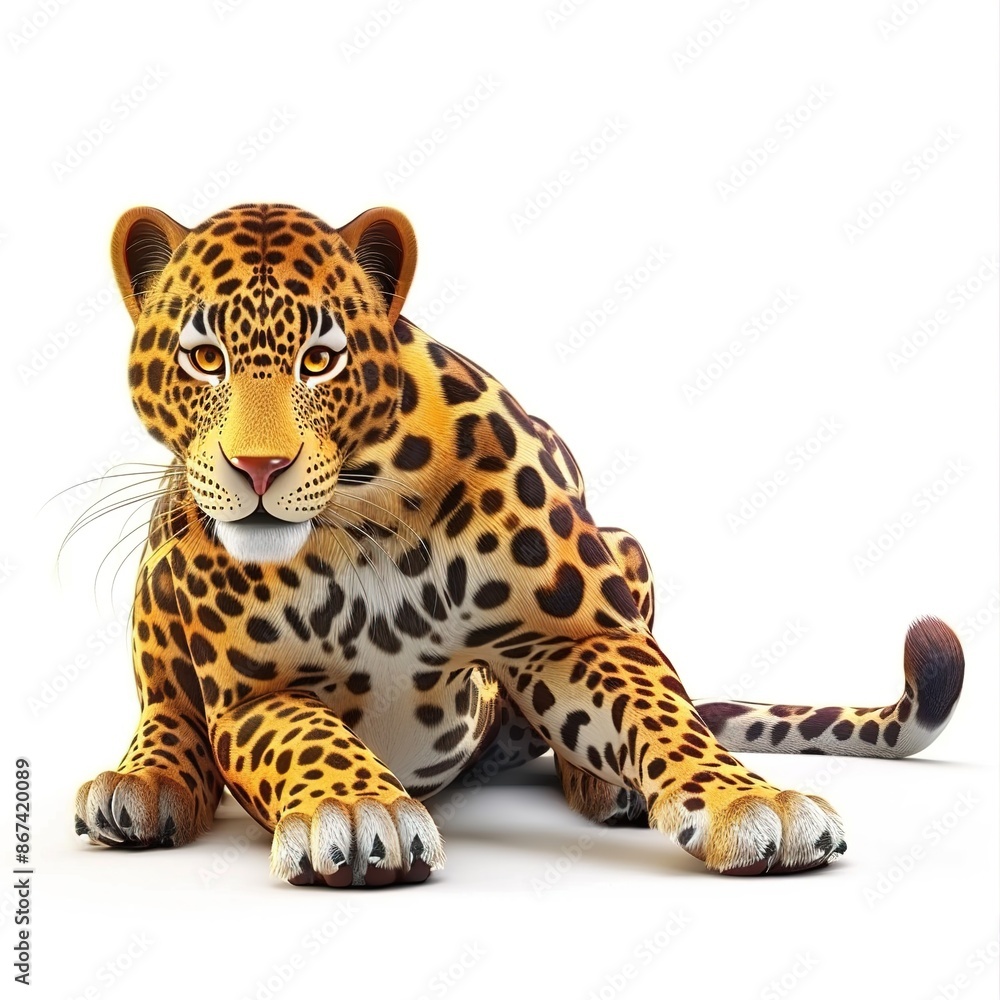 Leopard 3D cartoon isolated whitebackground Leopard 3D cartoon isolated whitebackground