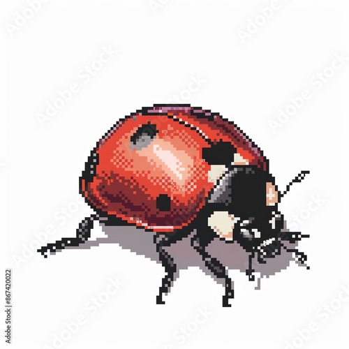 Ladybug 8-bit cartoon isolated whitebackground 