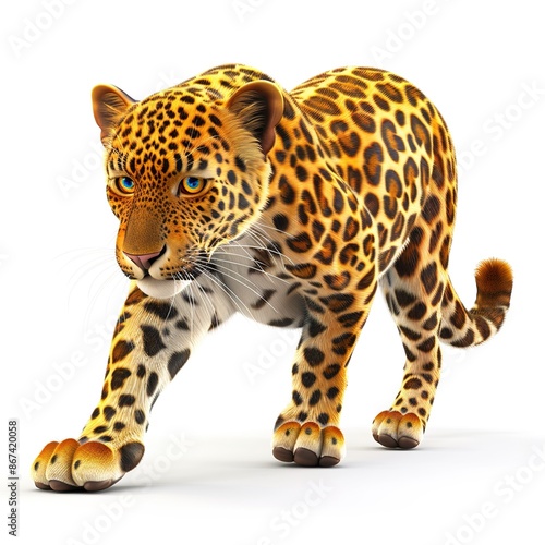 Leopard 3D cartoon isolated whitebackground