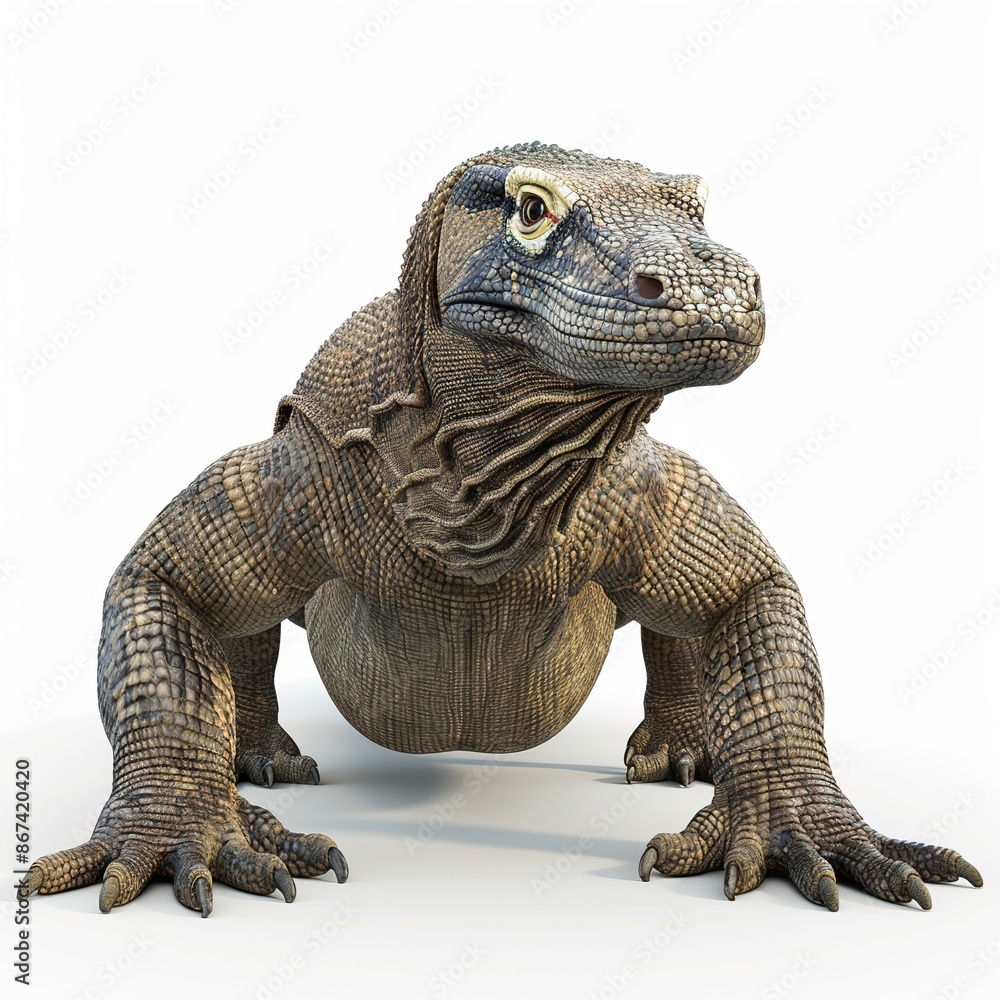 Obraz premium Komodo Dragon 3D cartoon isolated whitebackground 