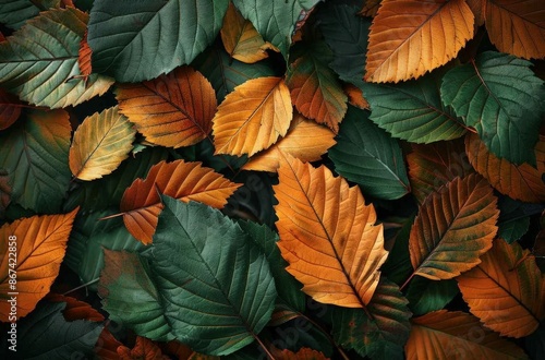  Vibrant Autumn Leaves Close-up, Seasonal Nature Photography, Colorful Maple Leaves