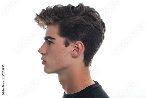 A portrait of a young man with a short haircut wearing a black shirt, suitable for use as a personal brand or social media profile picture