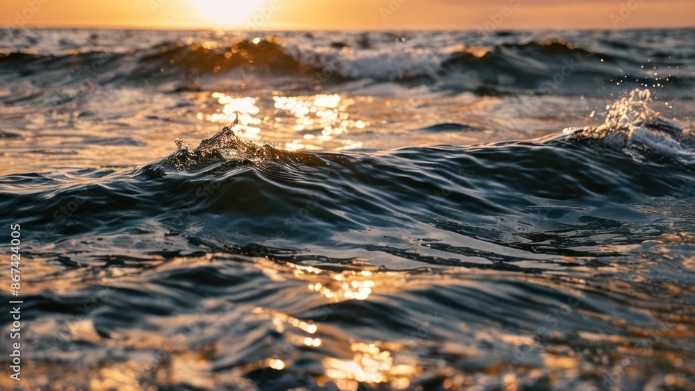 Fototapeta premium a close up of a body of water with waves