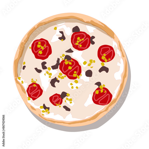 pizza with salami and tomato 