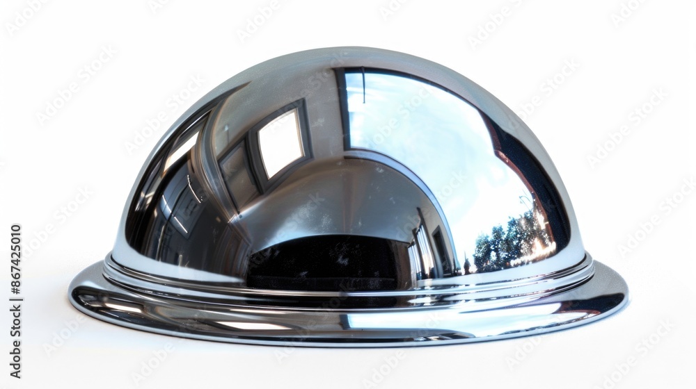 A metallic surface with a reflective image of trees A metallic surface with a reflective image of trees