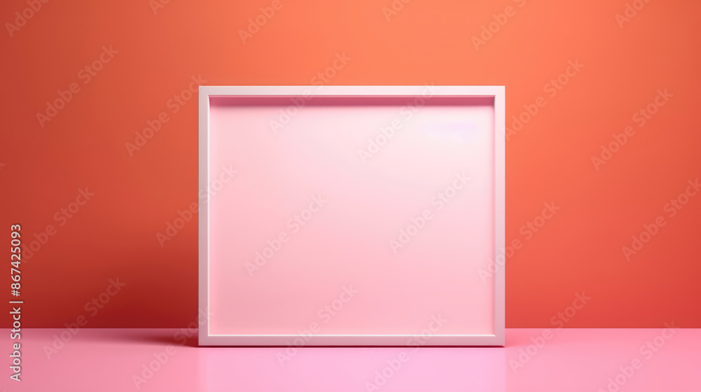 Rectangular wall picture or photo frame mockup isolated on light background. Banner or poster template, decorative design element. 3d render., generative ai Rectangular wall picture or photo frame mockup isolated on light background. Banner or poster template, decorative design element. 3d render., generative ai