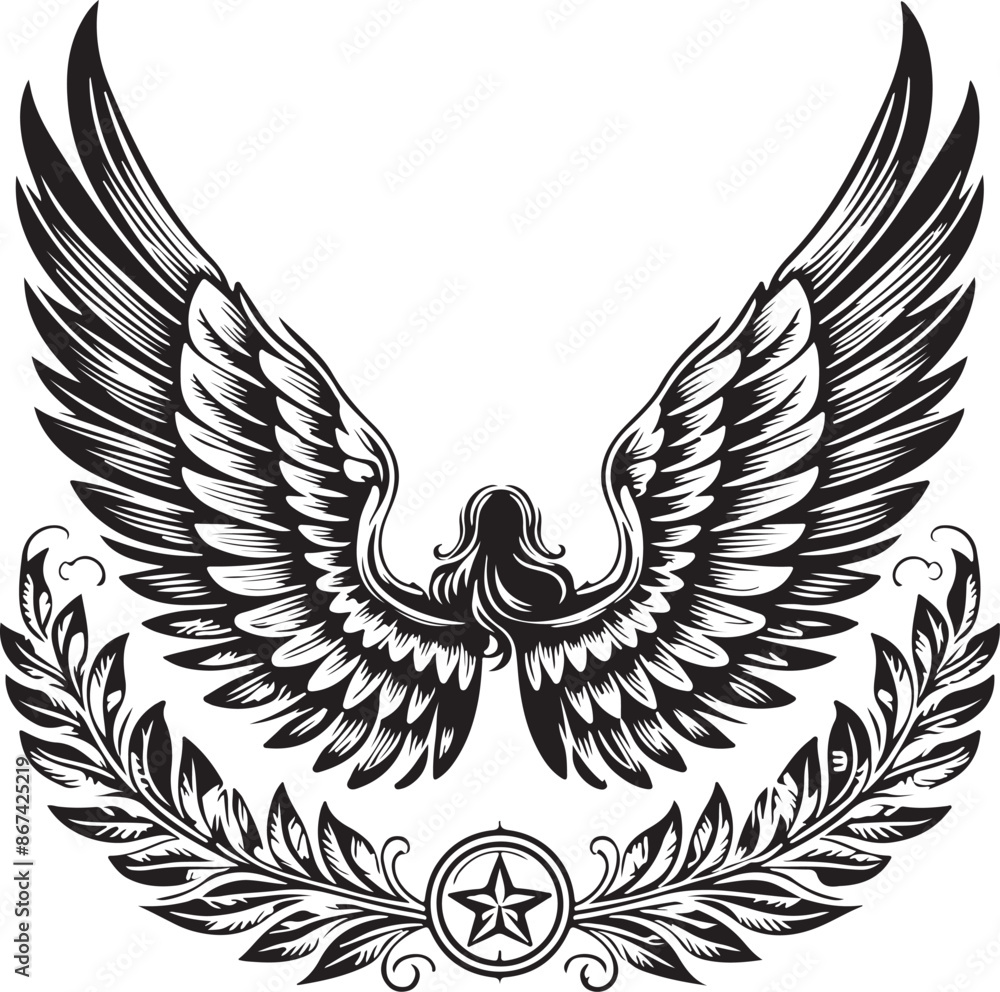 Obraz premium Angel Black and white background