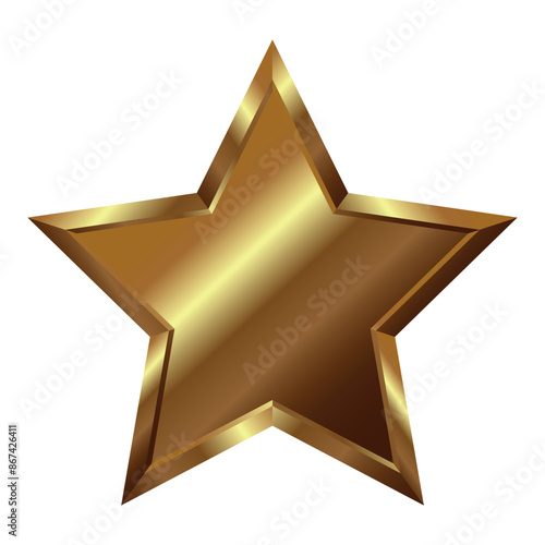 Isolated dark gold, bronze star with metallic effect. Element for Awards, medals, rating designation, status on a transparent background. Vector EPS10