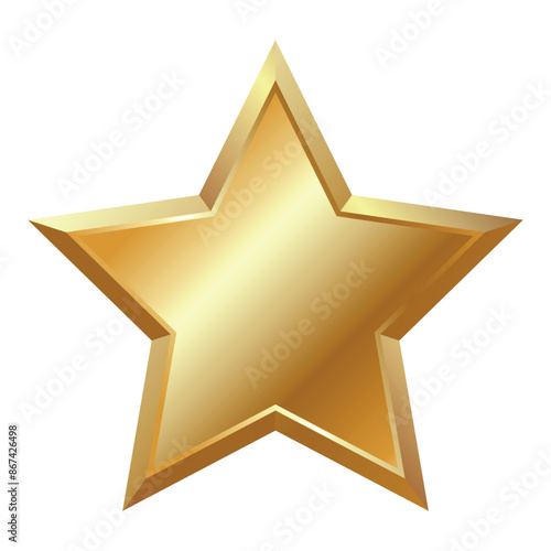Isolated gold star with metallic effect. Element for Awards, medals, rating designation, status on a transparent background. Vector EPS10