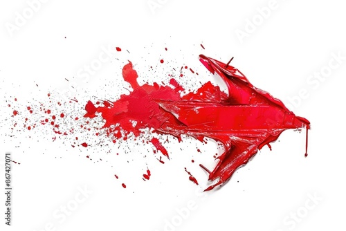 A close-up shot of a red arrow with blood splatters on it, great for crime or thriller scenes