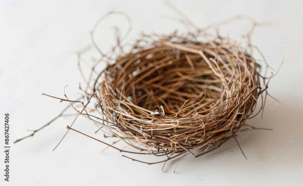 Obraz premium Natural Wicker Nest: A Rustic Bird Habitat
