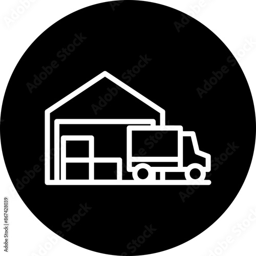 Warehouse Vector Line White Circle Black
