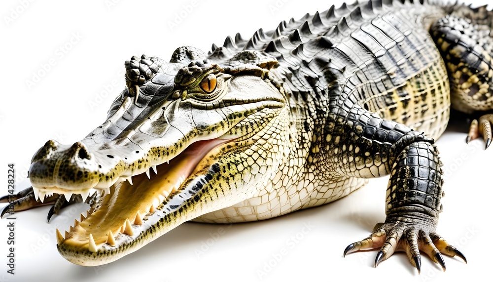 Fototapeta premium crocodile head isolated on white, A Captivating Image of a crocodile on a White Background