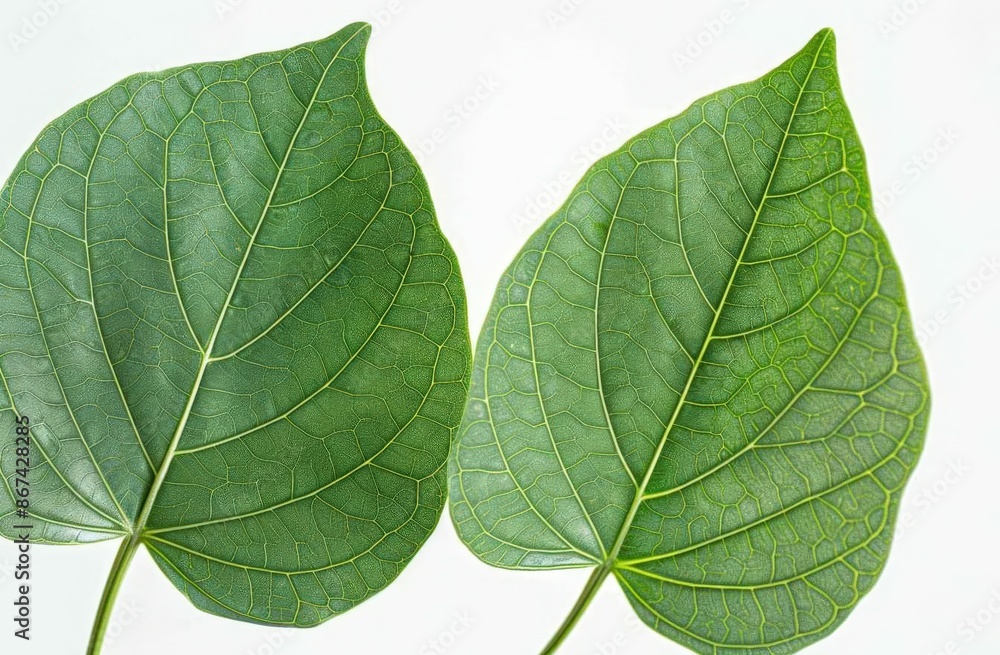  Fresh Leaves: Two Shiny Green Maple Leaf Close-up Images for Health, Nature and Education Content