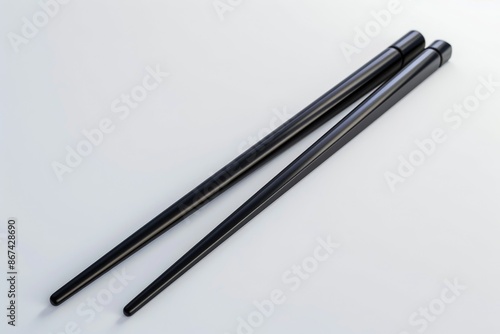 A pair of traditional Asian chopsticks placed on a table, ready for use
