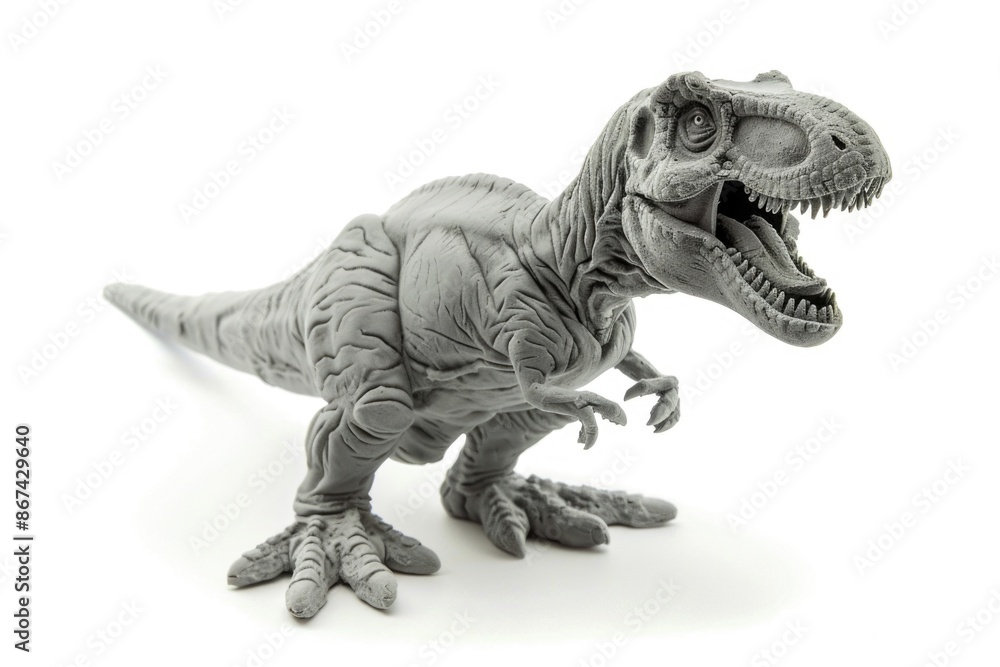 A close-up shot of a toy dinosaur on a white background, suitable for use in children's media and educational materials A close-up shot of a toy dinosaur on a white background, suitable for use in children's media and educational materials