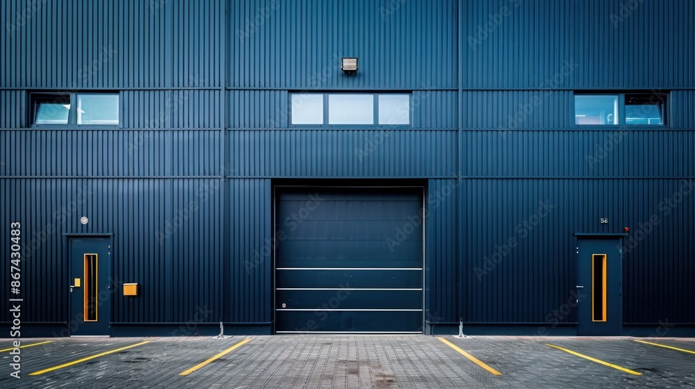 Industrial Building Facade with Garage Door Industrial Building Facade with Garage Door