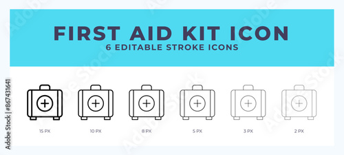 First aid kit icon illustration vector with editable stroke.