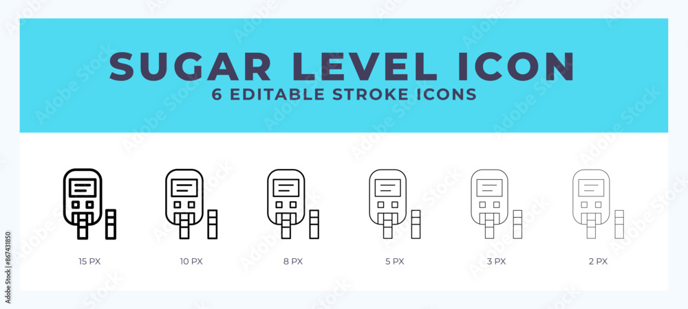 Sugar level line icon for websites and apps. Vector illustration with editable stroke. Sugar level line icon for websites and apps. Vector illustration with editable stroke.