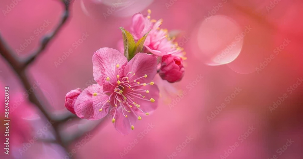 Blurred Cherry Blossom Close-up with Soft Pink Hues Blurred Cherry Blossom Close-up with Soft Pink Hues