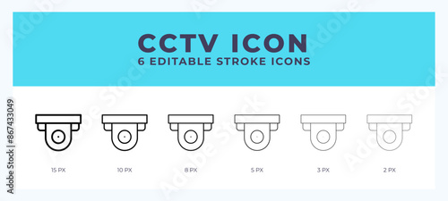 Cctv icon in thin line. Bold line. Regular line. Editable stroke.