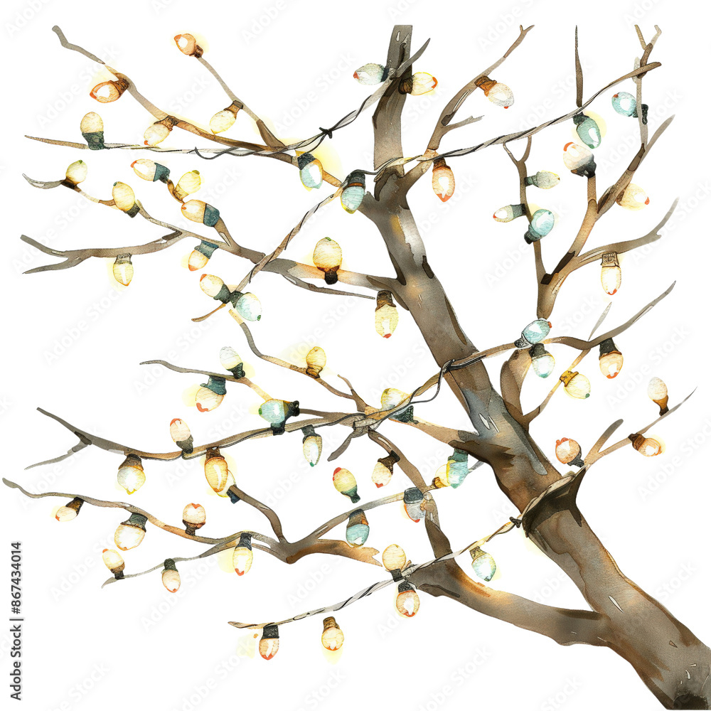 Illustration of a tree with glowing lights, perfect for festive decorations, holiday themes, or nature-inspired designs. Illustration of a tree with glowing lights, perfect for festive decorations, holiday themes, or nature-inspired designs.