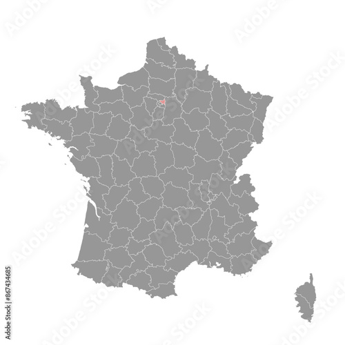 Seine Saint Denis department map, administrative division of France. Vector illustration.