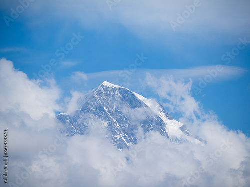 Monch mountain peak between the clouds